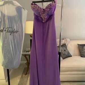 Purple jeweled sweetheart gown